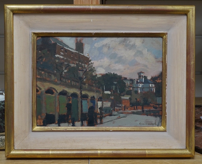 Ken Howard (1932-2022), oil on board, Richmond I, signed, 15 x 21cm. Provenance: New Grafton Gallery. Condition - good